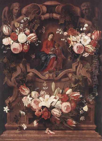 Floral Wreath with Madonna and Child - view 1