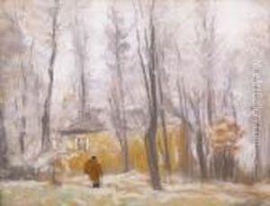 The Garden Of The Rome Villa In Winter by Jozsef Rippl-Ronai