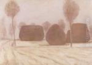 Haystacks In Winter by Jozsef Rippl-Ronai