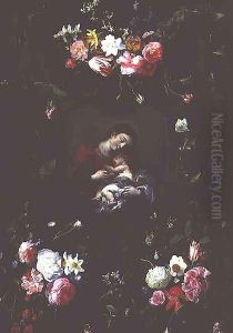 The Virgin and Child in a Garland of Flowers by Daniel Seghers