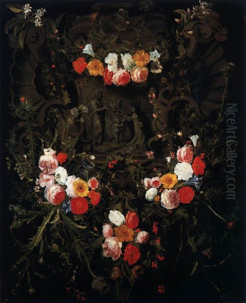 Christ and St Therese in a Garland of Flowers - view 1