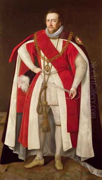 Portrait of a Nobleman said to be 7th Earl of Shrewsbury in Garter Robes - view 1