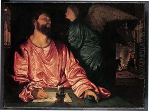 St Matthew and the Angel c. 1534 by Giovanni Girolamo Savoldo