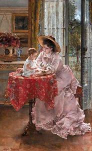 L’heureuse m&egrave;re by Alfred Stevens