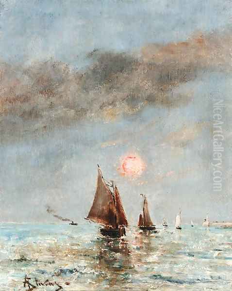 Boats at dusk - view 1