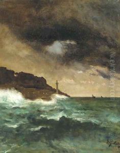 The lighthouse at dusk