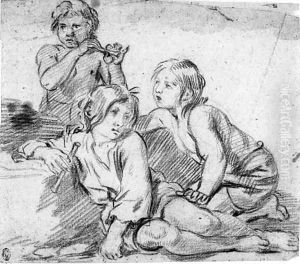 Three boys playing the flute