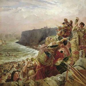 Landing of the Danish Vikings near Tynemouth, c.793 AD, c.1861 by William Bell Scott