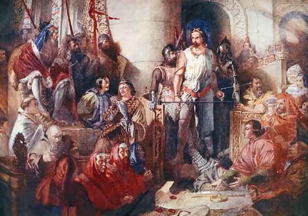 The Trial of Sir William Wallace c.1272-1305 at Westminster, illustration from Lives of Great Men Told by Great Men, edited by Richard Wilson, c.1920s - view 1