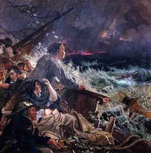 Grace Darling and her Father Rescue the Survivors of the Wreck of the Steamer Forfarshire on the Farne Rocks, 7th September 1838 by William Bell Scott