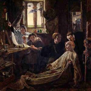The Death of the Venerable Bede c.638-735 in Jarrow Priory, c.1861