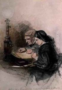 John Ruskin 1819-1900 Teaching Louisa Stewart-Mackenzie to Draw, 1857 by William Bell Scott