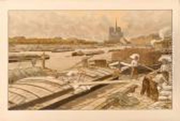Paris, Le Debarquement Des Peniches - view 1