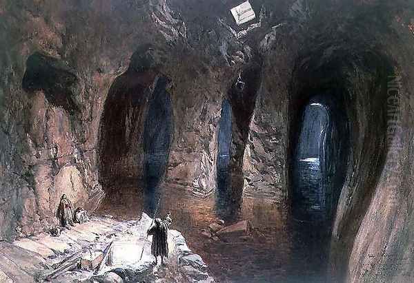 Bahr El Khabeer on The Great Sea- rockcut cisterns under the site of Solomons Temple, 1870 - view 1
