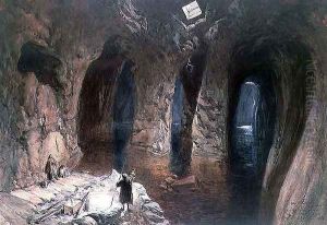 Bahr El Khabeer on The Great Sea- rockcut cisterns under the site of Solomons Temple, 1870 by William Simpson