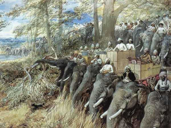 H.R.H. The Prince of Wales beating the Jungle with Sir Jung Bahadoor in the Nepal Terai - view 1