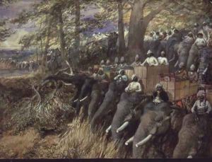 The Prince of Wales with Sir Jung Bahadur Beating the Jungle in the Terai, Nepal, 1876 by William Simpson
