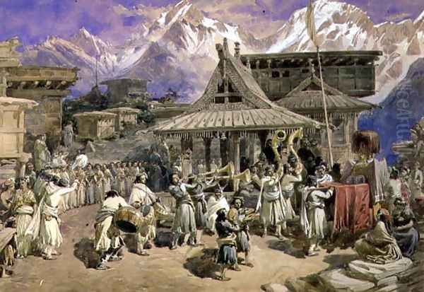 Puja at Chini Bashahr, Himalayas, c.1859-66 - view 1