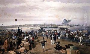 Disembarkation of the Expedition to Kertch at Kamish Bournou, plate from The Seat of War in the East, pub. by Paul and Dominic Colnaghi and Co., 1856 by William Simpson
