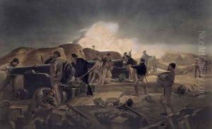 A Hot Night in the Batteries, plate from The Seat of War in the East, pub. by Paul and Dominic Colnaghi and Co., 1856