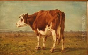 Vache Sur Fond De Paysage by Louis Marie Dominique Romain Robbe