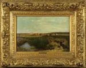 Paysage Avec Fermiere Et Troupeau by Louis Marie Dominique Romain Robbe