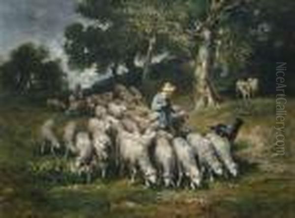 Flock Of Sheep In A Landscape - view 1