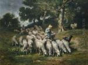 Flock Of Sheep In A Landscape Flock Of Sheep In A Landscape