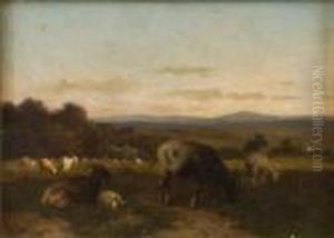 Paesaggio Con Capre Al Pascolo by Louis Marie Dominique Romain Robbe