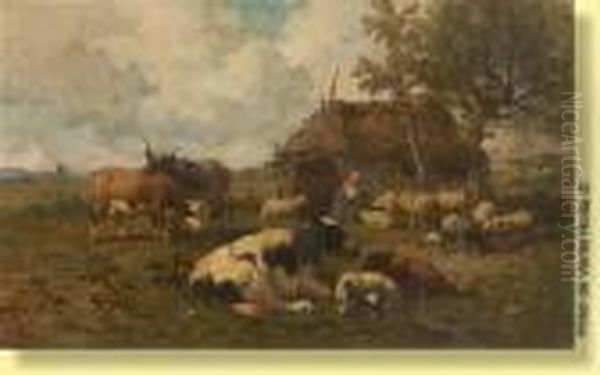 Fermiere Et Ses Troupeaux - view 1