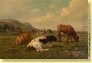 Troupeau Sur Fond De Paysage by Louis Marie Dominique Romain Robbe