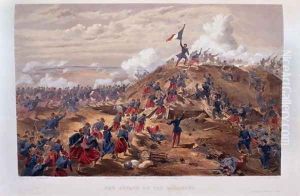 Attack on the Malakoff, engraved by Edmond Morin 1824-82 from The Seat of War in the East - Second Series, published by Colnaghi and Co., 1855