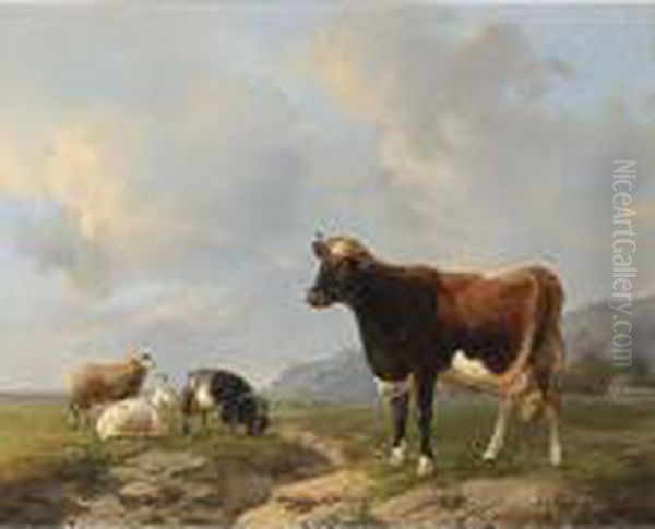 Cattle In A Summer Landscape - view 1
