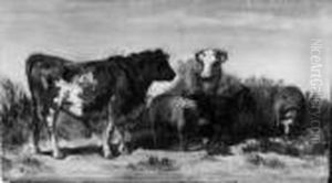 Weidendes Vieh. by Louis Marie Dominique Romain Robbe