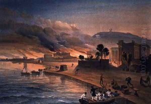 Burning of the Government Buildings at Kertch, plate from The Seat of War in the East, pub. by Paul and Dominic Colnaghi and Co., 1856