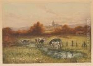 European Farm Scene With Cattle