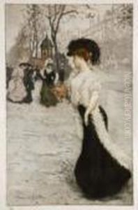 Femmes Sur Les Boulevards, Vers 1906. by Manuel Robbe