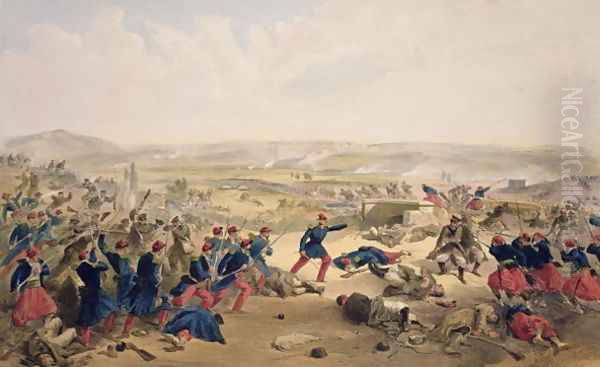 Battle of the Tchernaya, August 16th 1855, plate from The Seat of War in the East, pub. by Paul and Dominic Colnaghi and Co., 1856 - view 1