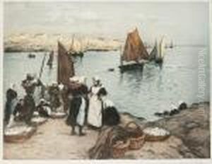 The Harbour (breton Women) by Manuel Robbe