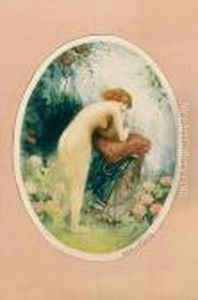 Female Nude In An Ornamental Garden by Manuel Robbe