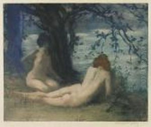 Les Deux Baigneuses Au Nuit by Manuel Robbe