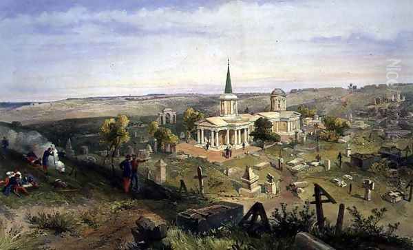 Quarantine Cemetery and Church, plate from The Seat of War in the East, pub. by Paul and Dominic Colnaghi and Co., 1856 - view 1