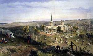 Quarantine Cemetery and Church, plate from The Seat of War in the East, pub. by Paul and Dominic Colnaghi and Co., 1856