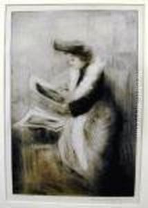 [woman Studying Prints]