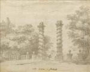 Deux Contre Epreuves Villa Belvedere Et Villa Di Grotta A Frascati by Hubert Robert