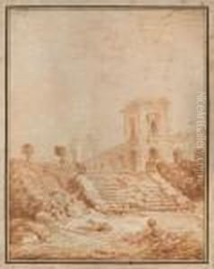 Scene Champetre Devant Un Caprice Architectural by Hubert Robert