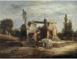 Lavandieres A La Fontaine by Hubert Robert