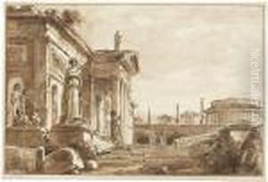 Architekturcapriccio Mit Antiken Tempeln by Hubert Robert