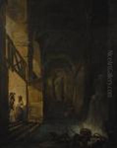 Family Approaching The Bath by Hubert Robert