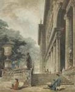 Paysages De Ruines Animees by Hubert Robert